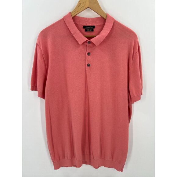 Massimo Dutti Men Size XXL Preppy Pink Extrafine Cotton Short Sleeve Polo Shirt - Picture 1 of 11